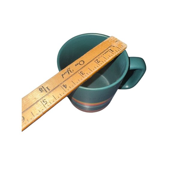 Pendleton Set Of 2 Ceramic Coffee Mugs 18oz White & Green With Multicolor Stripe - Picture 7 of 7